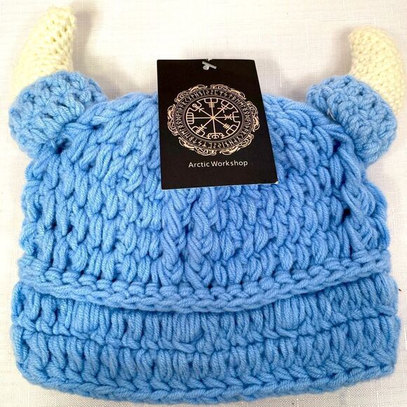 Blue Viking Knit Hat for Babies - Picture 2 of 7